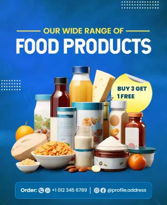 Vibrant Blue Food Product Promotion Poster Template