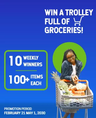 Vibrant Blue Grocery Giveaway Contest Poster Template