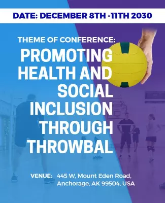 Vibrant Blue Health and Social Inclusion Throwball Conference Poster Template