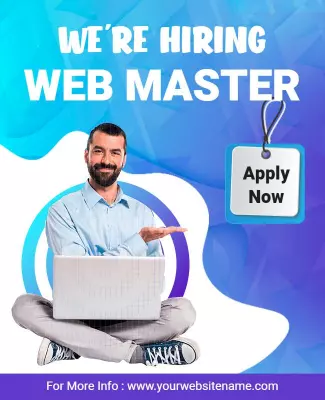 Vibrant Blue Hiring Announcement for Web Master Poster Template