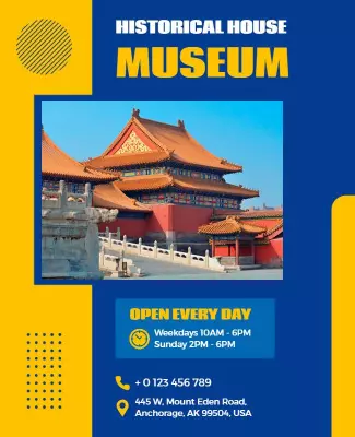 Vibrant Blue Historical Museum Information Poster Template