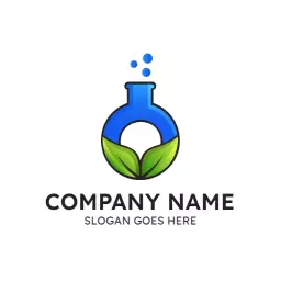 Vibrant Blue Laboratory Flask Symbolizing Oxygen Sustainability Logo Template