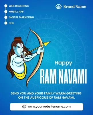 Vibrant Blue Lord Rama Archery Festival Poster Template