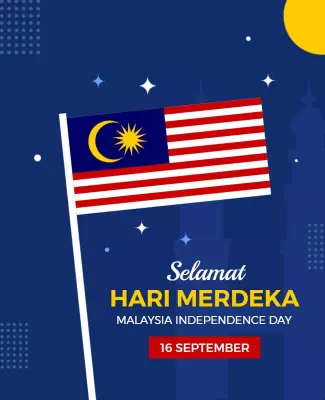 Vibrant Blue Malaysia Independence Day Celebration Poster Template