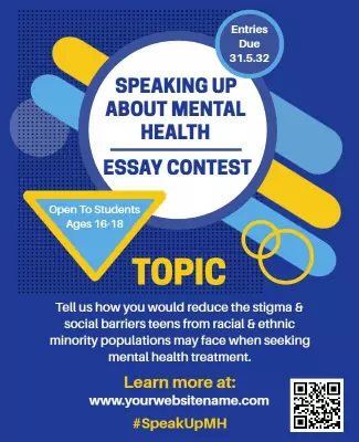 Vibrant Blue Mental Health Essay Contest Poster Template