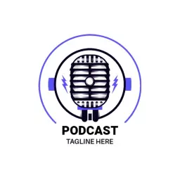 Vibrant Blue Microphone Design for Engaging Podcast Logo Template