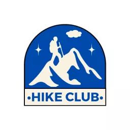 Vibrant Blue Mountain Scene Encouraging Hiking Club Logo Template