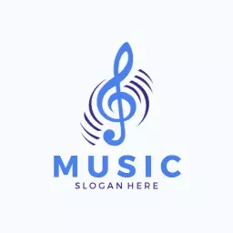 Vibrant Blue Musical Note Representing Engaging Music Logo Template