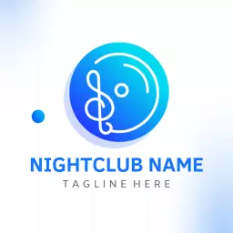 Vibrant Blue Musical Notes Reflecting Nightclub Vibe Logo Template