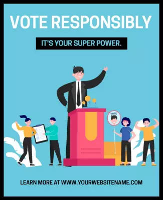 Vibrant Blue Political Voting Awareness Poster Template