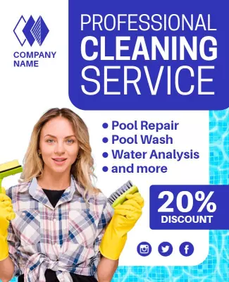 Vibrant Blue Professional Cleaning Service Advertising Poster Template