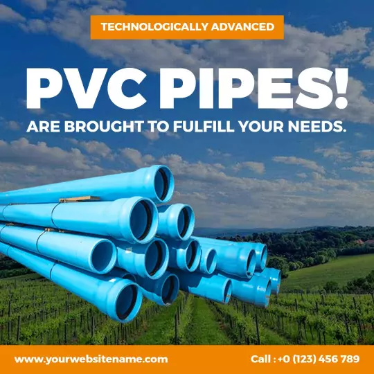 Vibrant Blue PVC Pipes for Advanced Business Solutions Ad Template