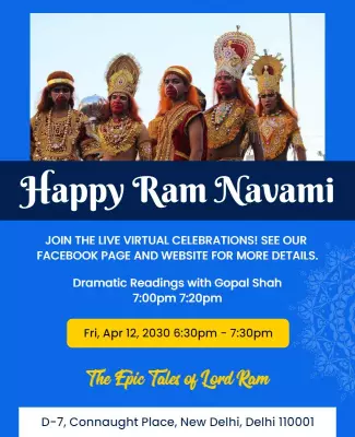 Vibrant Blue Ram Navami Celebration Live Event Poster Template
