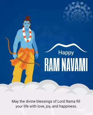 Vibrant Blue Ram Navami Celebration Poster Template