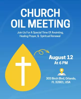 Vibrant Blue Religious Church Oil Meeting Poster Template
