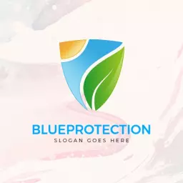 Vibrant Blue Shield Design Symbolizing Security Solutions Logo Template