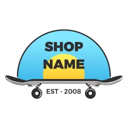 Vibrant Blue Skateboard Design for Skating Enthusiasts Logo Template