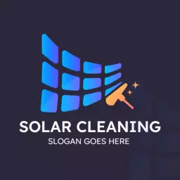 Vibrant Blue Solar Panel Cleaning Technology Logo Template