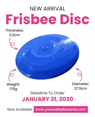 Vibrant Blue Sports Frisbee Disc Product Poster Template