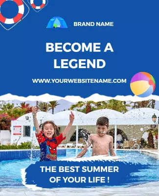 Vibrant Blue Summer Pool Party Adventure Poster Template