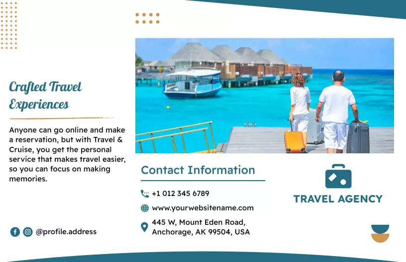 Vibrant Blue Travel Agency Group Vacation Experiences Brochure Template