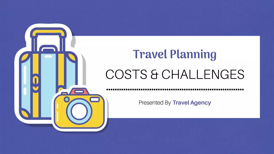 Vibrant Blue Travel Planning Costs and Challenges Presentation Template