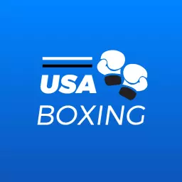 Vibrant Blue USA Boxing Logo Featuring Classic Boxing Gloves Template