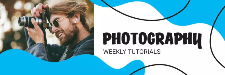 Vibrant Blue Waves with Photography Weekly Tutorials Banner Template