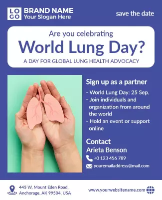 Vibrant Blue World Lung Day Global Health Advocacy Poster Template