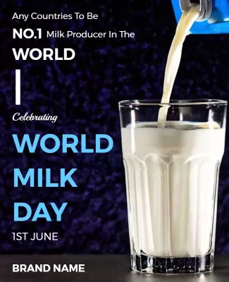 Vibrant Blue World Milk Day Celebration Poster Template