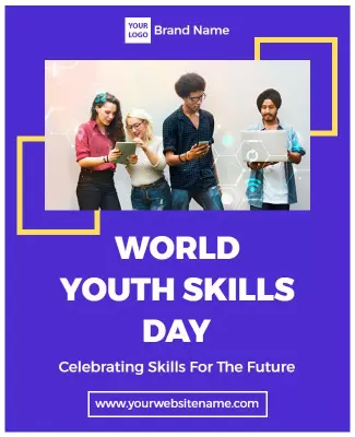 Vibrant Blue World Youth Skills Day Celebration Poster Template
