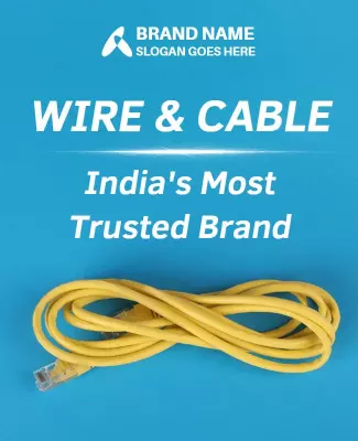 Vibrant Blue Yellow Wire and Cable Brand Promotion Poster Template