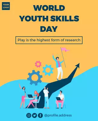 Vibrant Blue Youth Skills Development Celebration Poster Template
