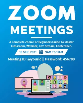 Vibrant Blue Zoom Meetings Training Guide Poster Template