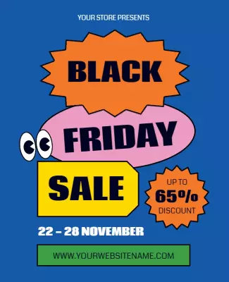 Vibrant Bold Black Friday Sale Announcement Poster Template