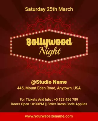 Vibrant Bollywood Night Party Event Poster Template