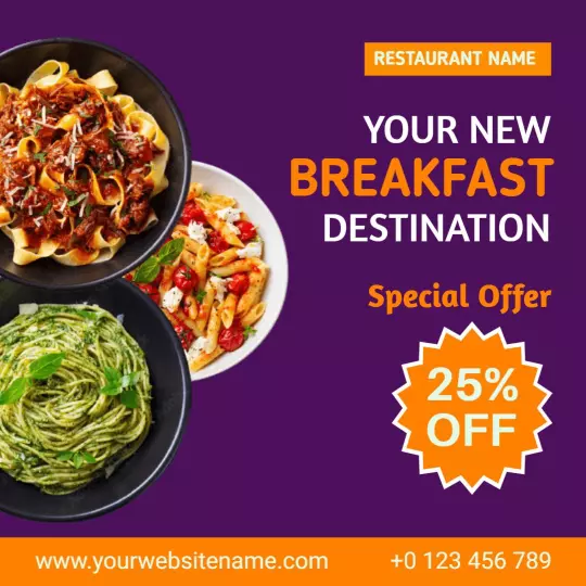 Vibrant Breakfast Destination with Special Offer Ad Template