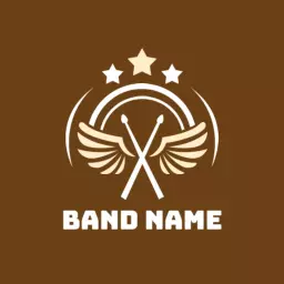 Vibrant Brown and Cream Band Logo Featuring Musical Elements Logo Template