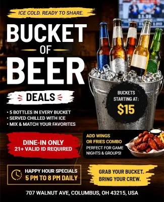 Vibrant Bucket of Beer Promotion Flyer Template