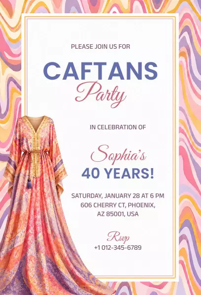 Vibrant Caftans 40th Birthday Celebration Invitation Template
