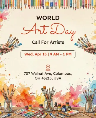 Vibrant Call for Artists World Art Day Celebration Poster Template