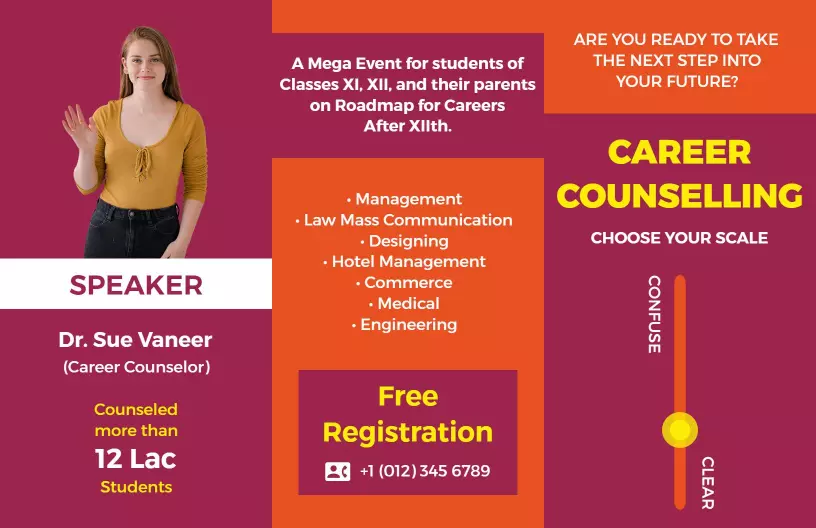 Vibrant Career Counseling Event Roadmap and Registration Brochure Template