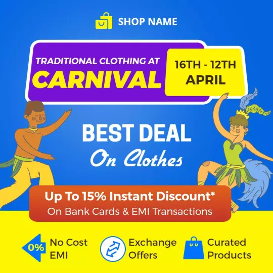 Vibrant Carnival Traditional Clothing Discount Offer Ad Template