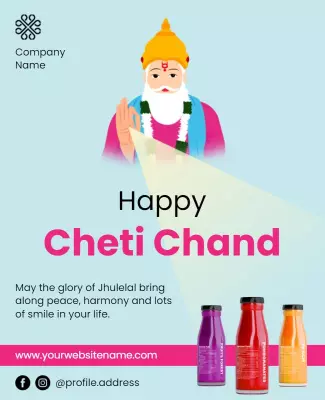 Vibrant Cartoon Celebration of Cheti Chand Festival Poster Template
