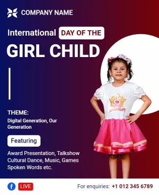 Vibrant Celebration of International Day of the Girl Child Poster Template