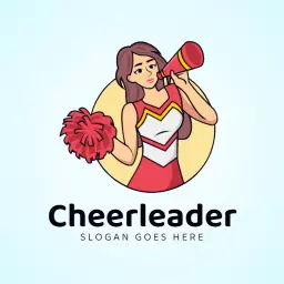 Vibrant Cheerleader with Pom Poms and Whistle Cheer Logo Template