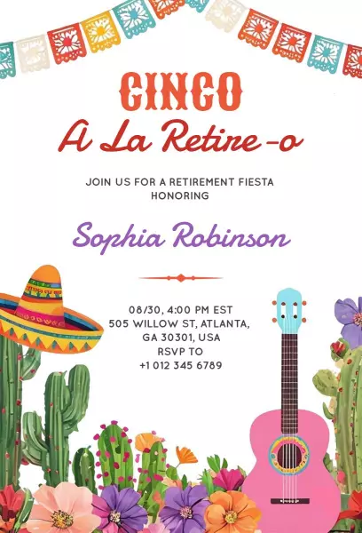 Vibrant Cinco De Mayo Retirement Fiesta Invitation Template