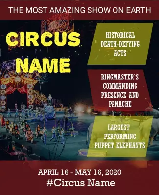 Vibrant Circus Adventure Featuring Amazing Performers Poster Template