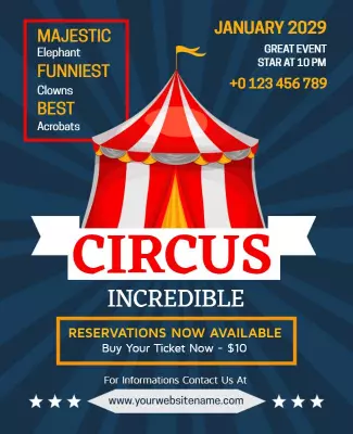 Vibrant Circus Tent for Incredible Family Show Flyer Template