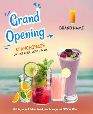 Vibrant Cocktail Themed Grand Opening Event Poster Template